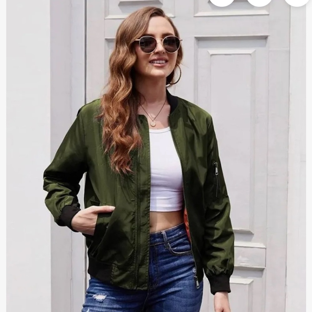 Zeagoo Dark Green Women's Bomber Jacket M